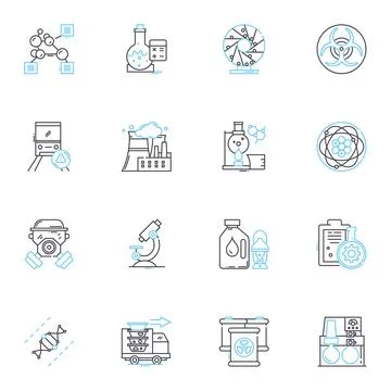 Mathematics calculus linear icons set. derivative, integral, limit, function Stock Illustration