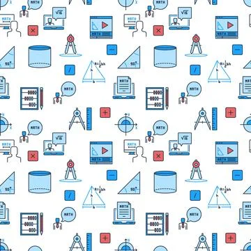 Mathematics colored background. Maths Science colored vector seamless pattern Stock Illustration