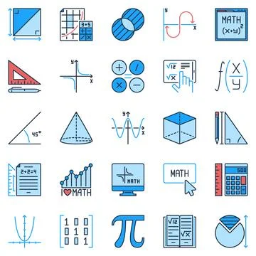 Mathematics colored icons set. Math Education and Science vector signs イラスト素材