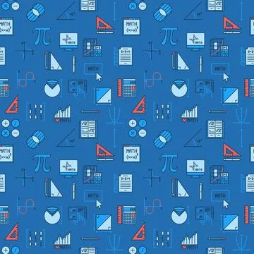 Mathematics colored seamless pattern - Math Education vector creative backg.. 스톡 일러스트