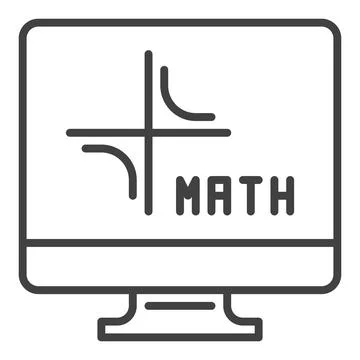Mathematics Computer vector Math PC concept line icon Stock Illustration