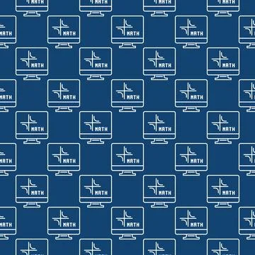 Mathematics Computer vector Math PC concept blue line seamless pattern Stock Illustration