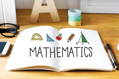 Mathematics concept with notebook Stock Illustration