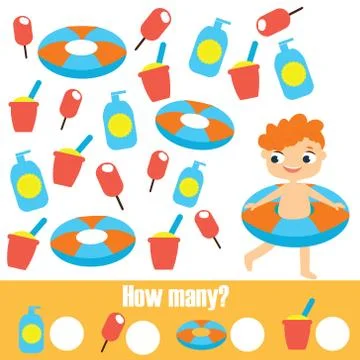 Mathematics educational children game. Study counting, numbers, addition. Sum Stock Illustration
