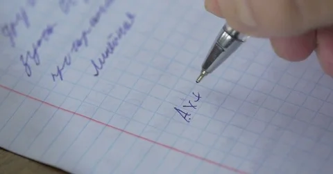 Mathematics, Equations close-up. Homework. Solving Mathematical Problem. Student Stock Footage 78113602