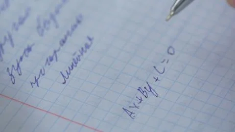 Mathematics, Equations close-up. Homework. Solving Mathematical Problem. Student Foto stock