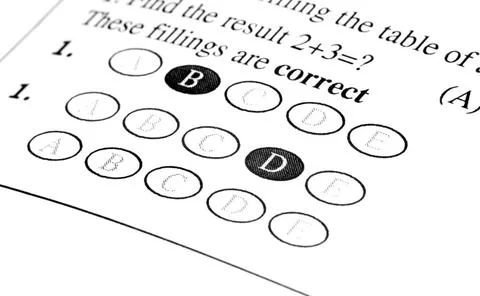 Mathematics exam answer sheet Mathematics multiple choice Exam answer shee... Stock Photos