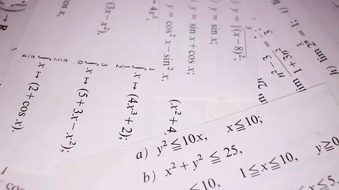 Mathematics examples footage video on slow motion rotating rolling plate Stock Footage 117601315
