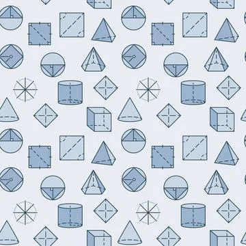 Mathematics Figures colored seamless pattern - Geometry Education vector bl.. Stock Illustration
