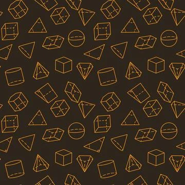 Mathematics Figures dark linear seamless pattern - Geometry Science vector .. 스톡 일러스트