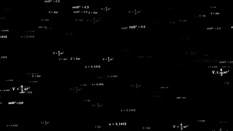 Mathematics formula Equations Flying Background. Видео 336858415