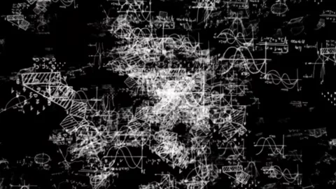 Mathematics Geometric Graph Diagram Floating Overlay Video Effect 4k Black Stock Footage 289912103