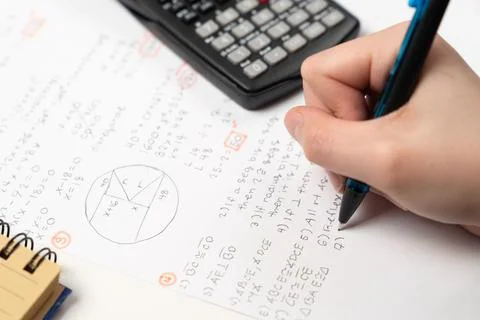 Mathematics geometry homework essentials Stock Photos