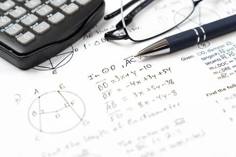Mathematics geometry homework essentials Fotos Stock