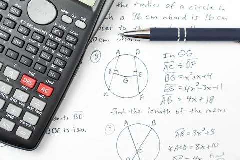 Mathematics geometry homework essentials Stock Photos