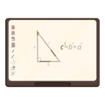 Mathematics on interactive board icon cartoon vector. Computer multimedia Stock Illustration
