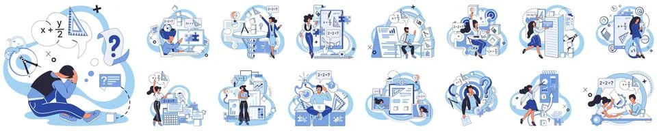 Mathematics. Learning mathematics is akin to embarking on journey where each Stock Illustration