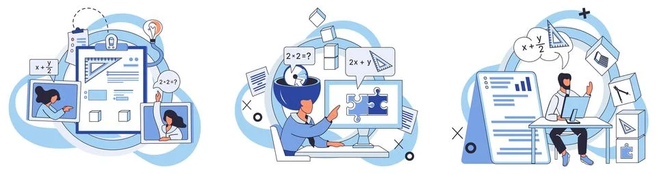 Mathematics. Learning mathematics is continuous exploration, where language.. Stock Illustration