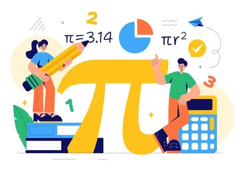 Mathematics Learning Vector Illustration Featuring School Supplies or Stati.. Stock Illustration