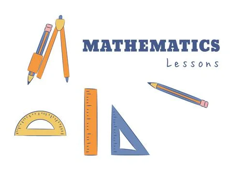 Mathematics lesson poster  库存插图