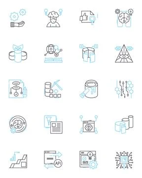 Mathematics linear icons set. Algebra, Geometry, Calculus, Trigonometry Stock Illustration