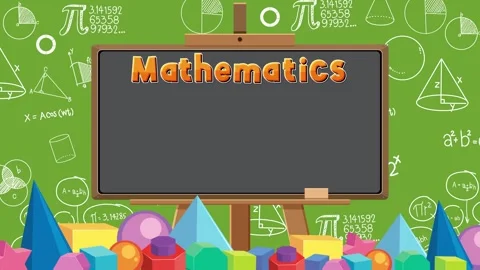 Mathematics Logo on Blackboard with Formulas and Geometry Blocks Stock Footage 250928893