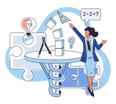 Mathematics. Mathematical equations are like threads weaving fabric underst.. Stock Illustration