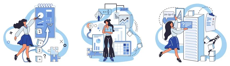 Mathematics. Mathematical intellect is like compass, directing minds throug.. Stock Illustration