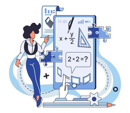 Mathematics. Mathematical intelligence is guiding light, illuminating path .. Illustrazione stock