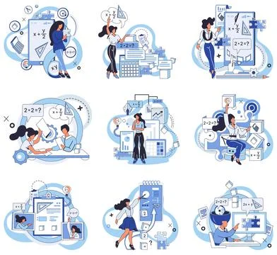 Mathematics. Mathematical intelligence thrives when logic and calculation dance Stock Illustration