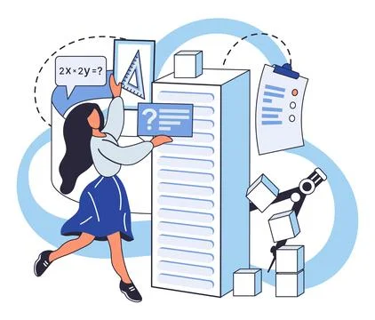 Mathematics. Mathematical logic is compass guiding minds through intricate .. Stock Illustration