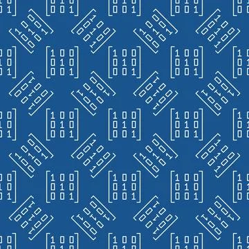 Mathematics Matrix vector concept blue line seamless pattern Illustrazione stock