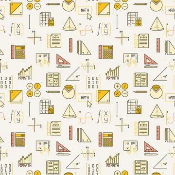 Mathematics modern seamless pattern. Math Education vector creative backgroun Stock Illustration