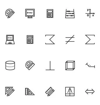 Mathematics Outline Vector Icons Stock Illustration