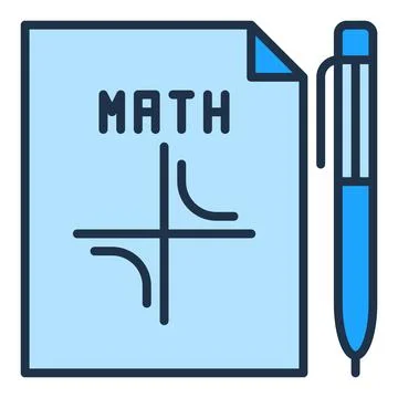 Mathematics Paper with Pen vector Math concept blue icon Illustrazione stock