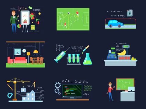 Mathematics Real Life Compositions 스톡 일러스트