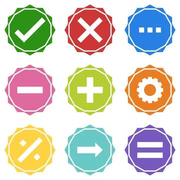 Mathematics right wrong correct customize zigzag star icon set Stock Illustration