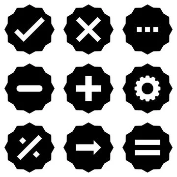 Mathematics right wrong plus divide arrow icon set vector Stock Illustration