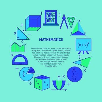 Mathematics round banner with place for text Stock Illustration