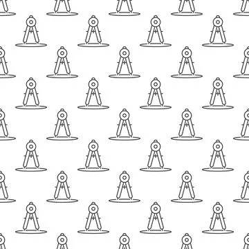 Mathematics School Compass vector Math Tool concept outline seamless pattern 스톡 일러스트