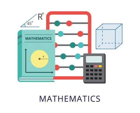 Mathematics school subject teaching or studies flat vector illustration isolated Stock Illustration
