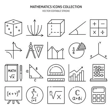 Mathematics science icon set in line style Stock Illustration