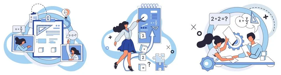 Mathematics. The science math equips minds with tools to navigate complexities Stock Illustration