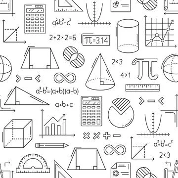 Mathematics seamless pattern, math background Stock Illustration