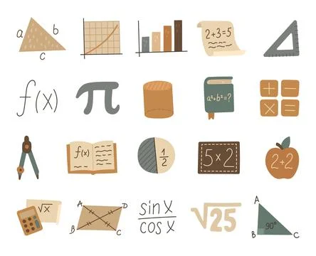 Mathematics set in scandinavian style Stock Illustration