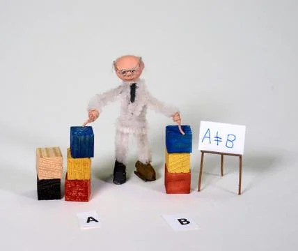 Mathematics setup of equality, Set a and Set B are not alike Stock Photos