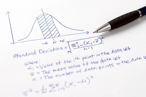 Mathematics standard deviation graph and formula Stock Photos