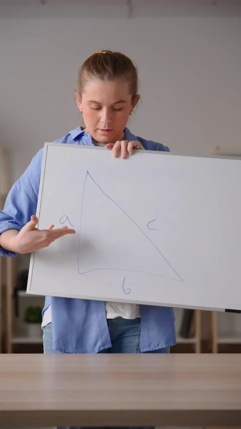 Mathematics teacher explaining trigonometry online Stock Footage 232798987