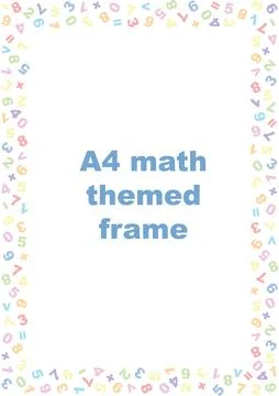 Mathematics themed pastel vector frame for worksheets and arithmetic school Stock Illustration
