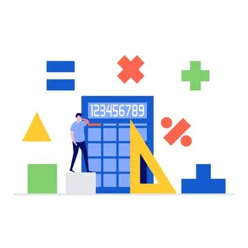 Mathematics vector illustration concept with characters. Modern vector illust Stock Illustration